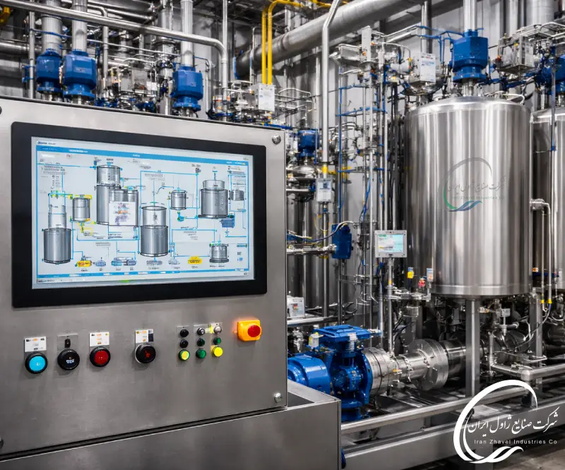 فرآیند پیوسته و کنترل خودکار تولید  آب ژاول